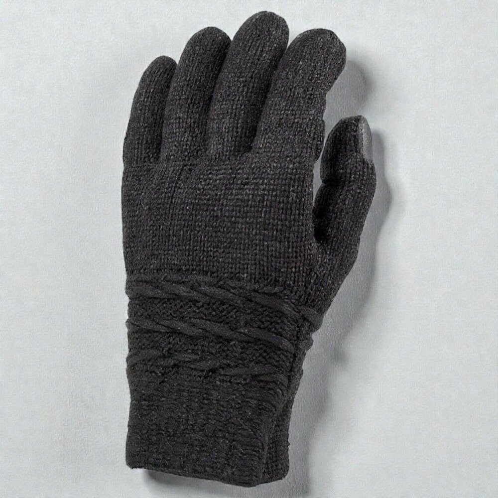 Isotoner Womens Black SmartDri Knit Gloves Touchscreen One Size NWT - Picture 3 of 8